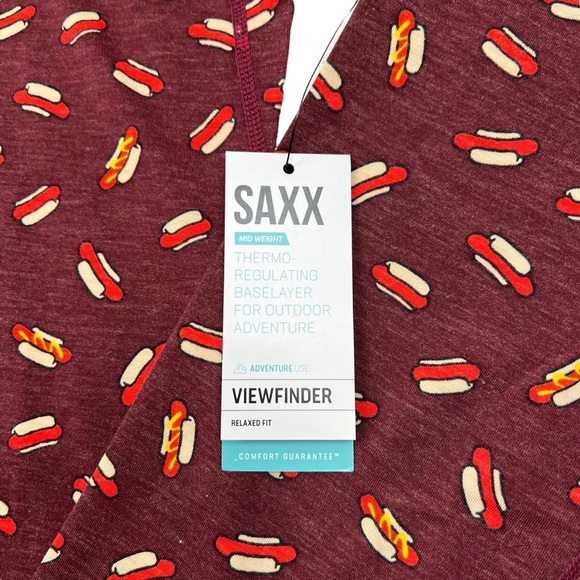 SAXX Viewfinder 1/2 Zip Merino Wool Base Layer Men’s Long Sleeve XL Hot Dog - Picture 4 of 9
